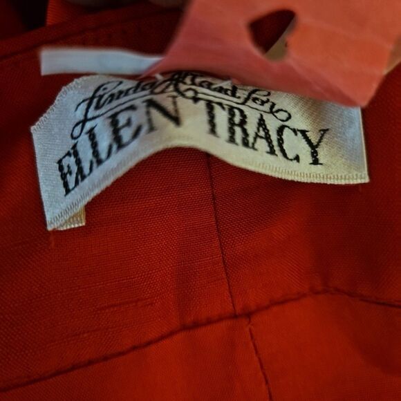 Linda Allard Ellen Tracy silk pencil skirt Red Sz 12 Lined side zip Vintage - Picture 12 of 16